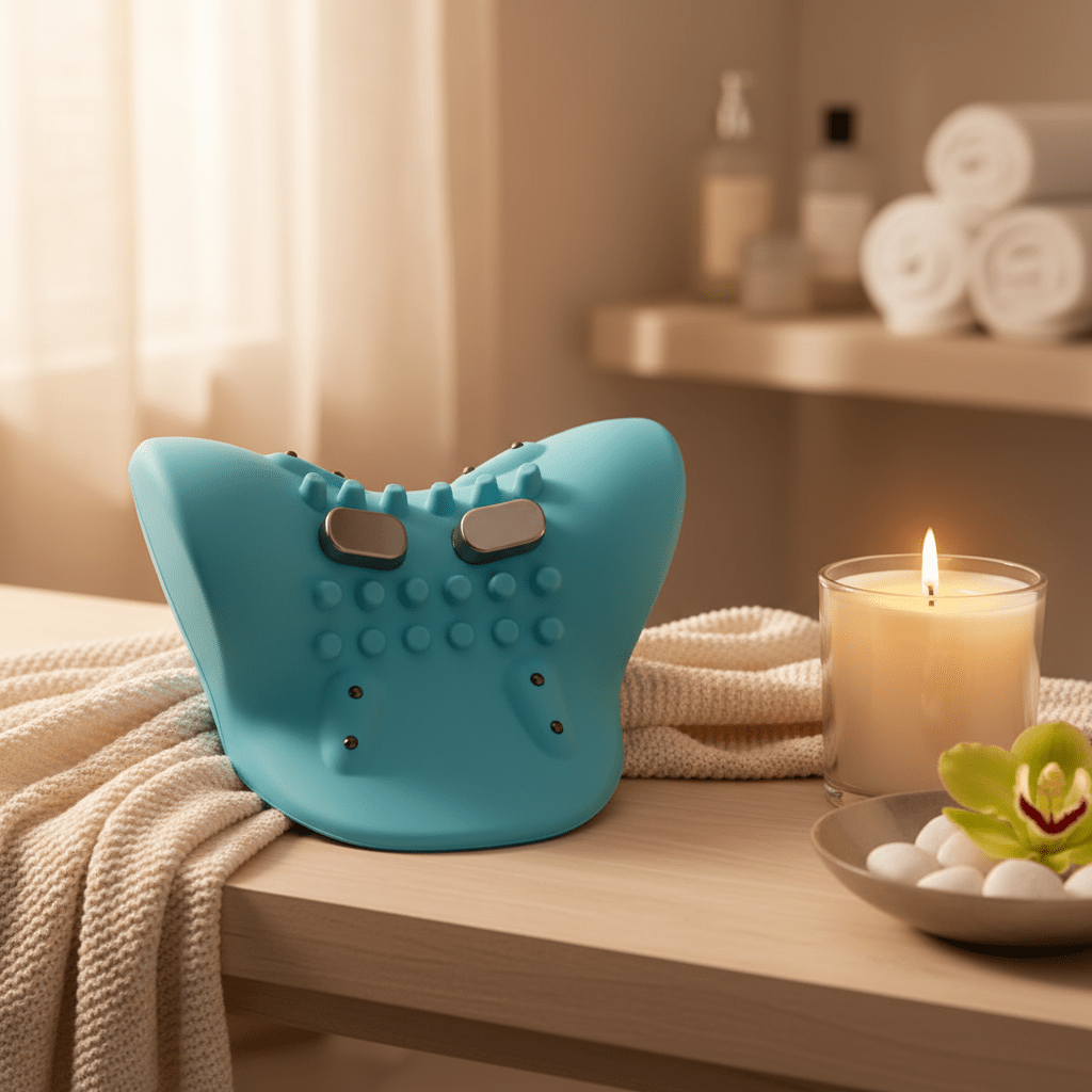 Neck massage device in spa setting